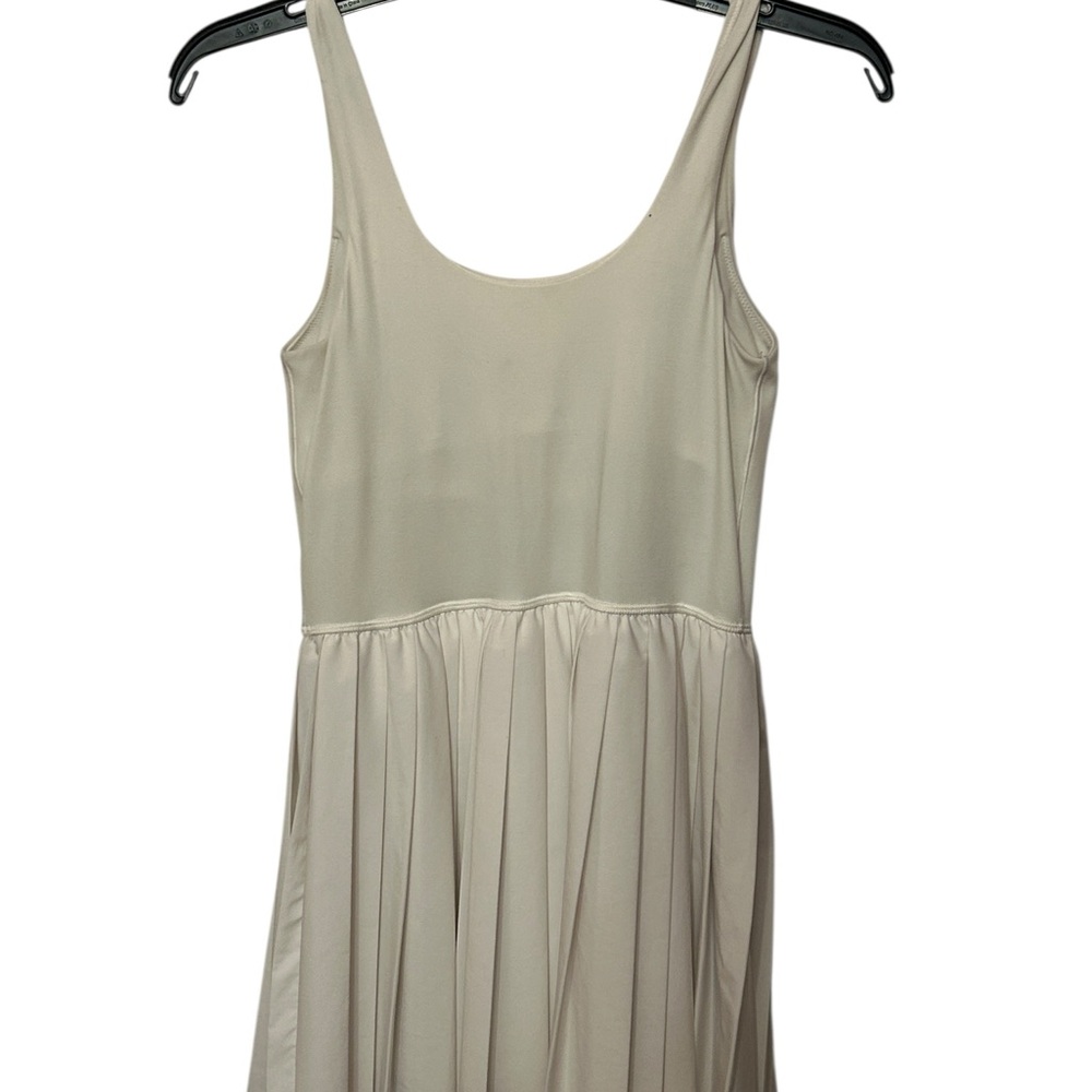 AERIE Tiebreaker Pleated Dress Size Medium White - Picture 3 of 6